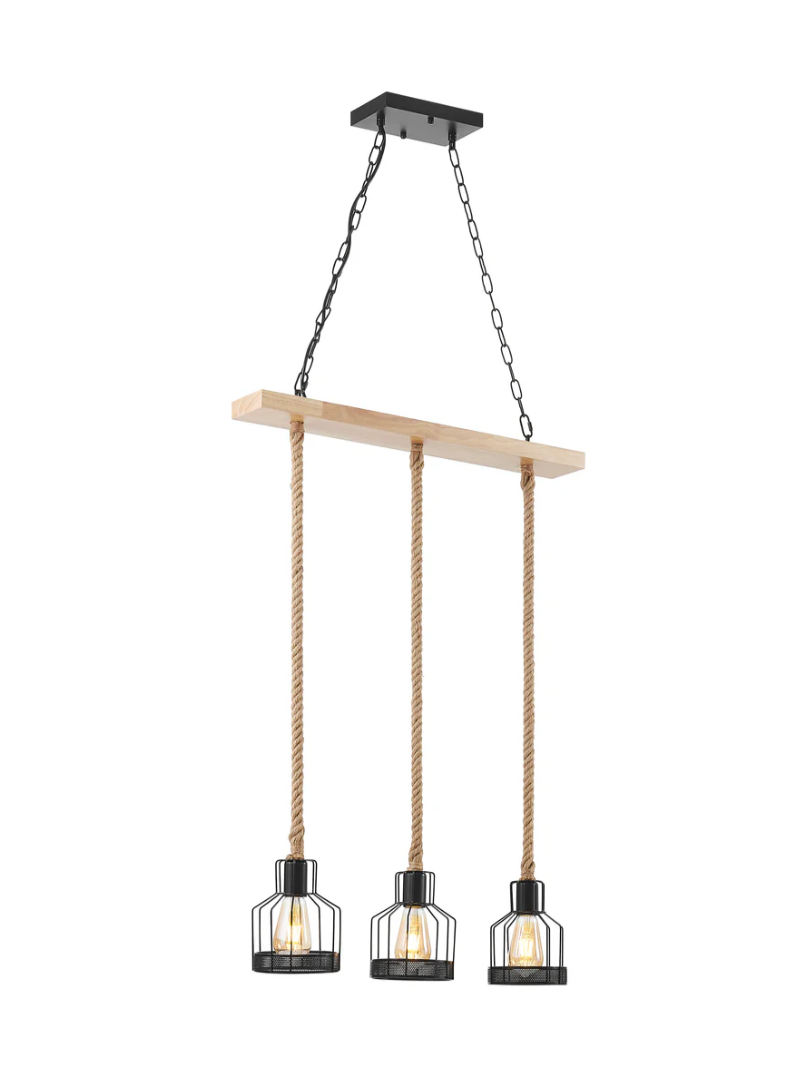 Rustic 3-Rope Farm House Chandelier